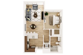 1 Bed 1 Bath 2A 458 458 floor plan